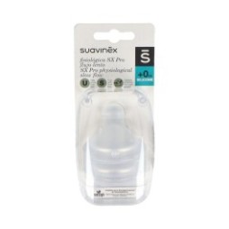 Suavinex Tetina Fisiológica SX Pro Silicona Flujo Lento +0m 2uds