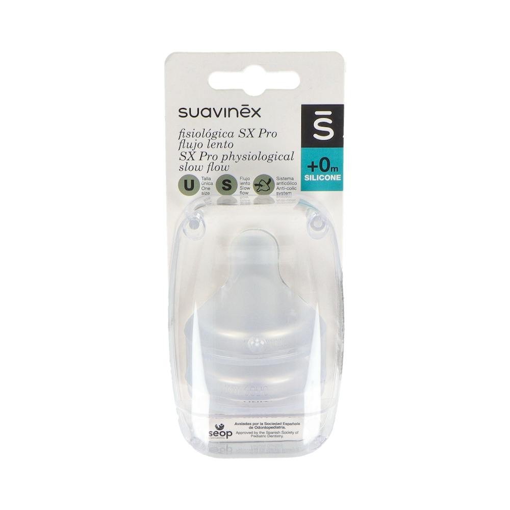Suavinex Tetina Fisiológica SX Pro Silicona Flujo Lento +0m 2uds