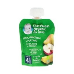 Gerber Organic Puré Pera, Manzana y Plátano 90g