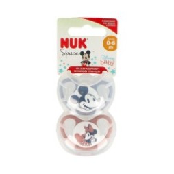 Nuk Space Chupete Silicona Mickey Minnie 0-6M 2uds