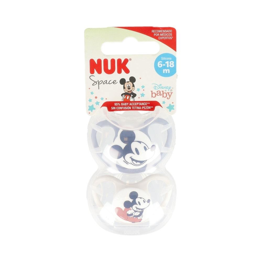 Nuk Space Chupete de Silicona 6-18M Mickey 2uds