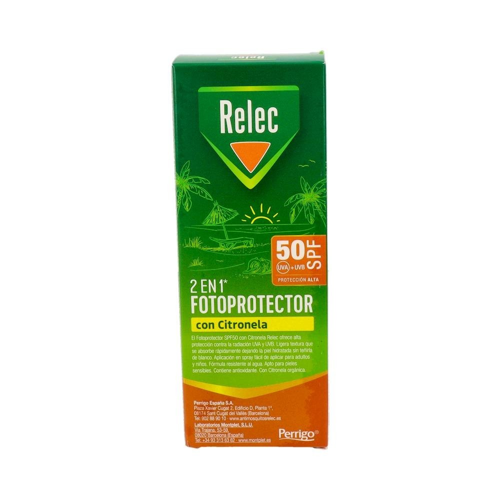 Relec 2en1 Fotoprotector SPF50 y Repelente con Citronela 100ml