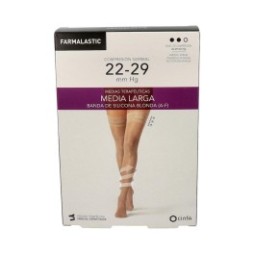 Farmalastic medias largas blonda (A-F) compresión normal T-reina plus beige 1 Par