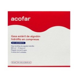 Acofar gasa estéril algodón hidrófilo 20x40cm 20uds