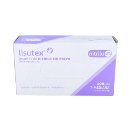 Lisutex guantes de nitrilo sin polvo talla mediana 100uds