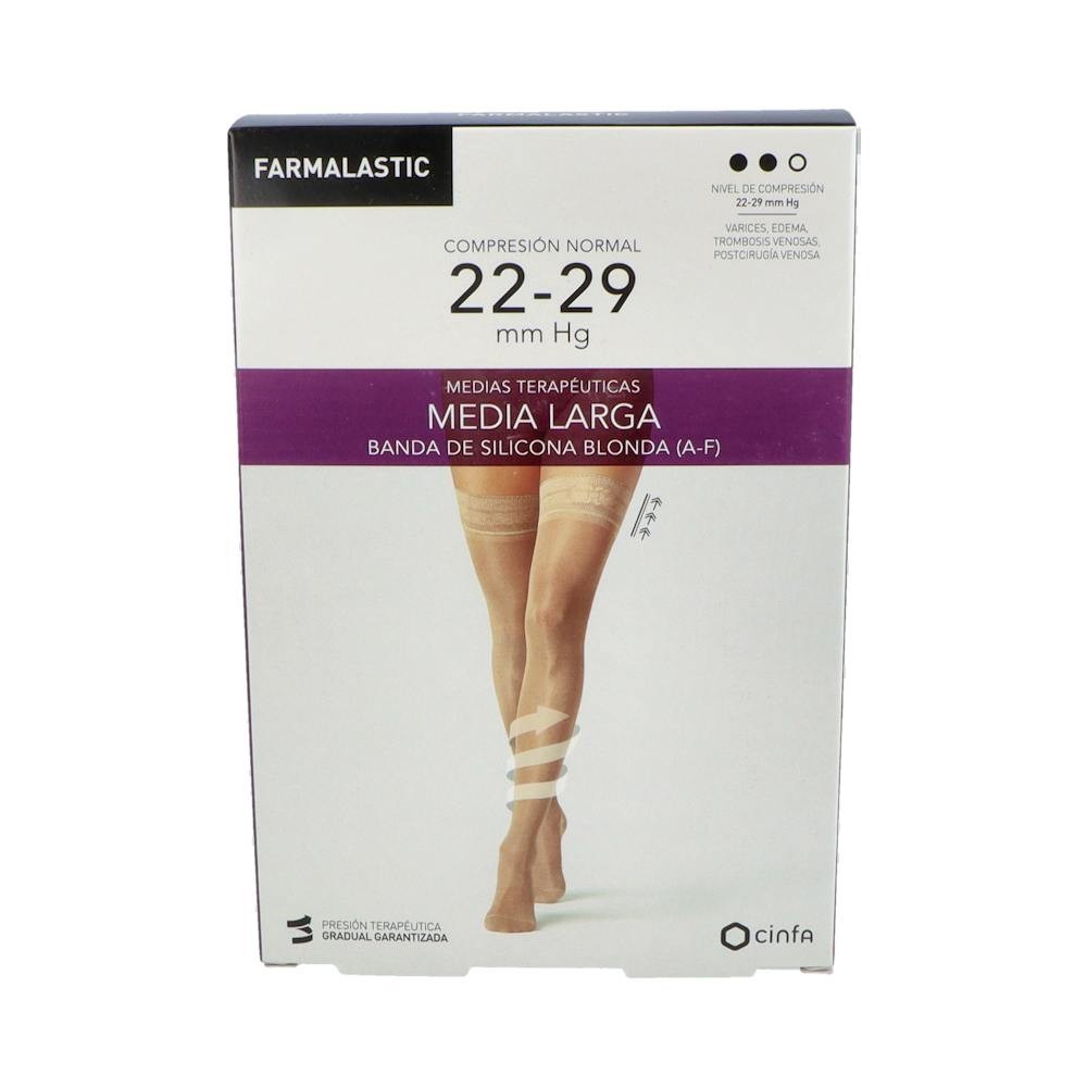 Farmalastic Media Larga blonda (A-F) compresión normal T-reina plus camel 1 Par